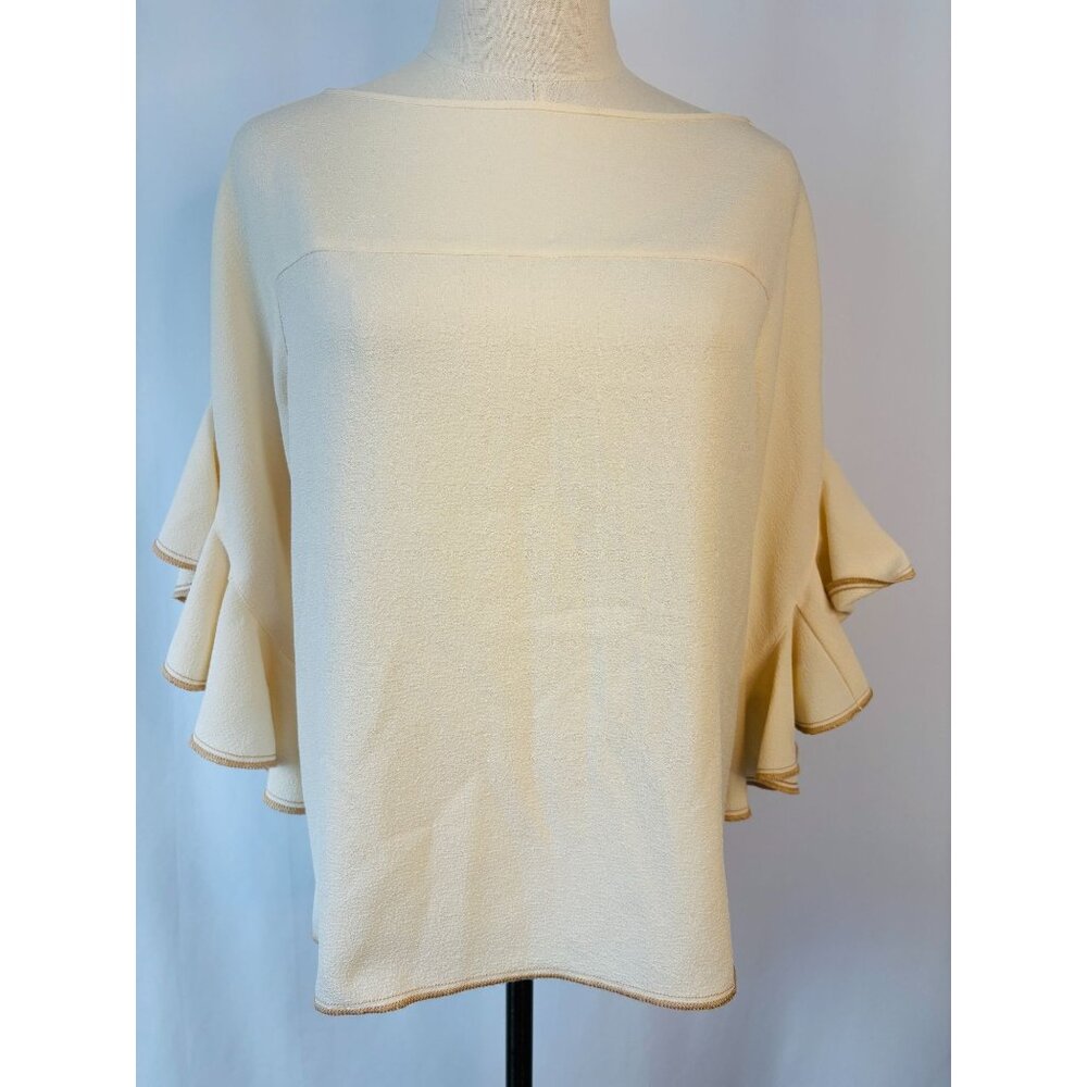 See By Chloe Blouse Ruffled Sleeves Cream Color Women's Sz 38